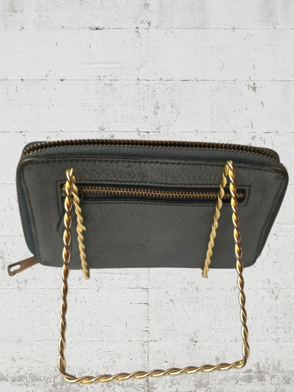 Fossil Teal Leather Zip Around Wallet Gold Zipper Organizer Clutch RFID Style